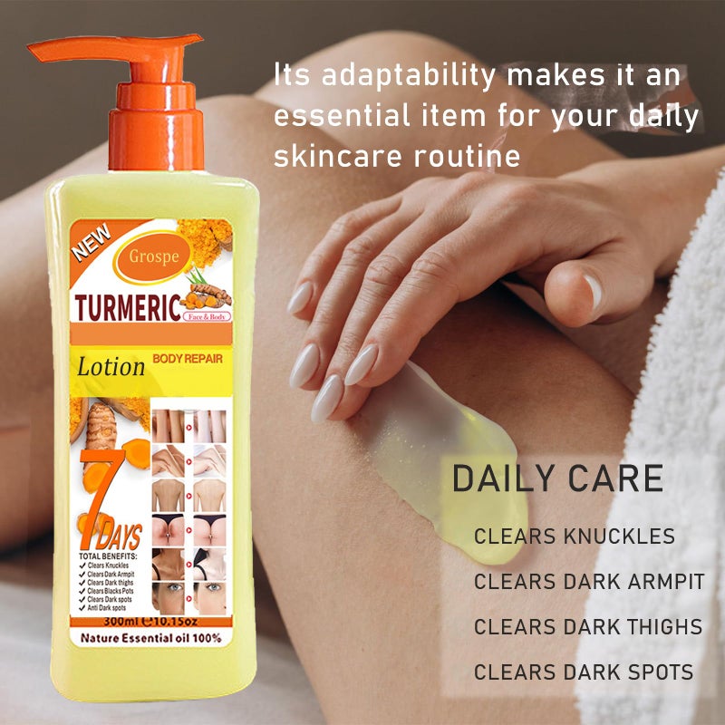 Grospe Soft 7 Turmeric Oil Body Lotion, Turmeric Oil Lotion for Skin, Tumeric Lotions for Bodys, Body Lotion for Women Moisturizing & Smoothing All Skin Types 10 Fl Oz - Image 3